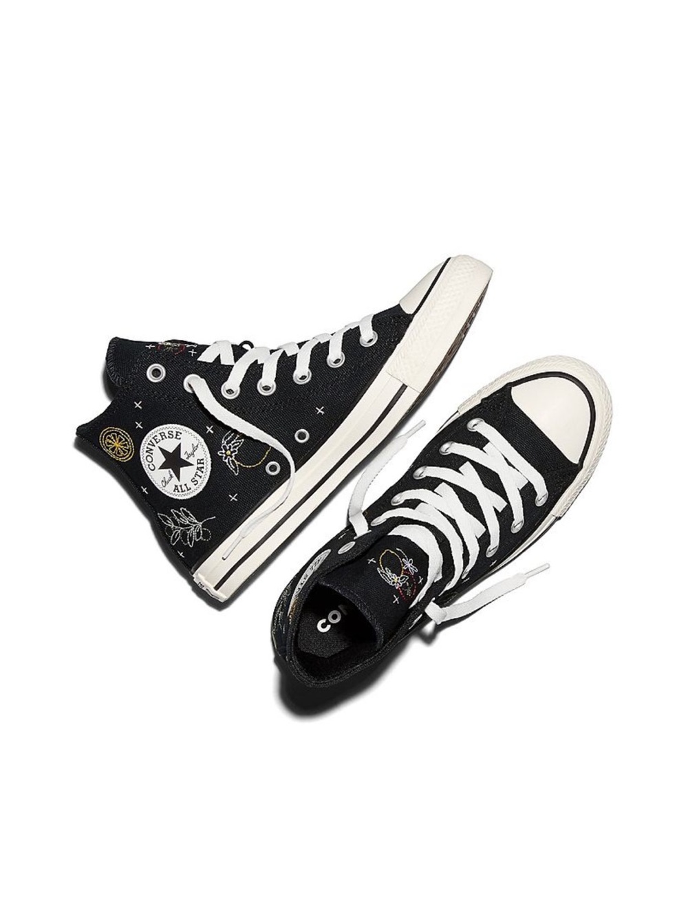 Converse Chuck Taylor All Star Black Embroidered High Top Lace-Up Women 8.5 NEW - Picture 4 of 16
